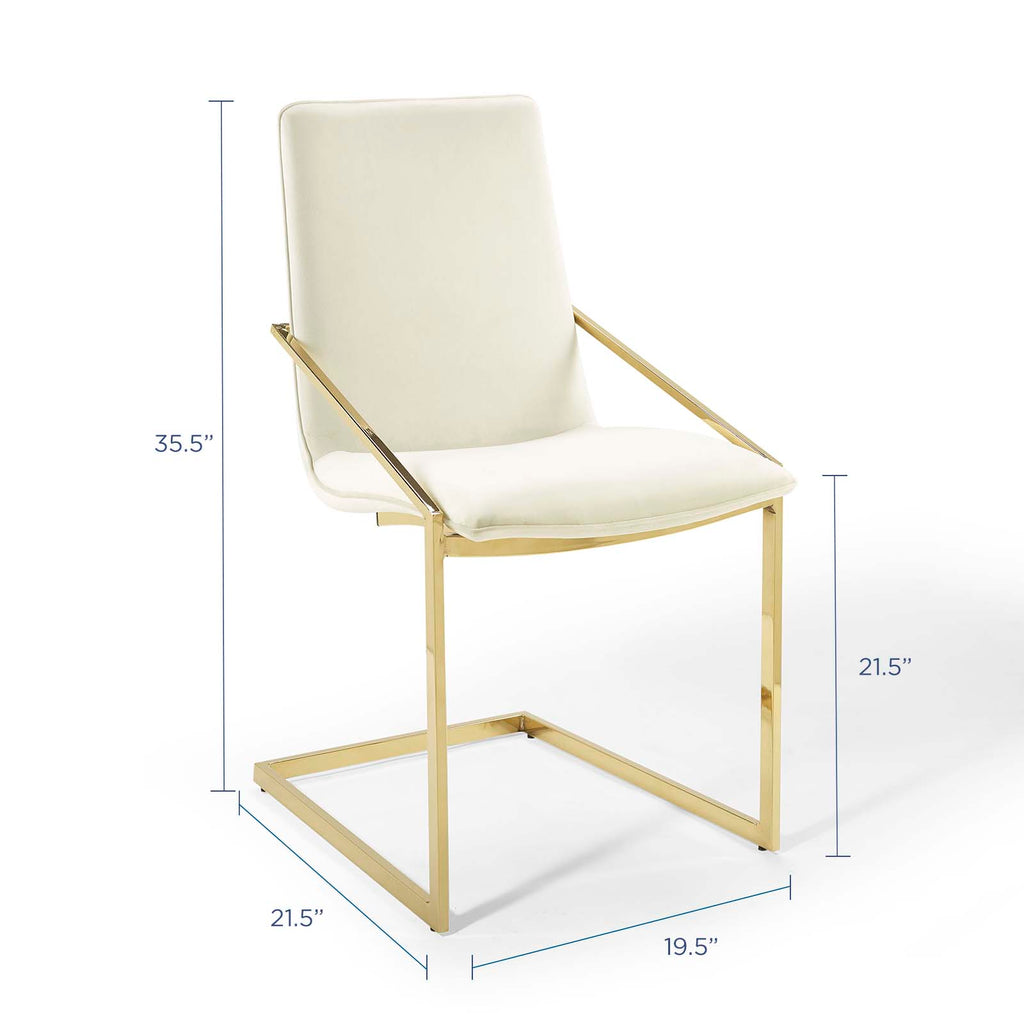 Pitch Performance Velvet Dining Armchair in Gold Ivory