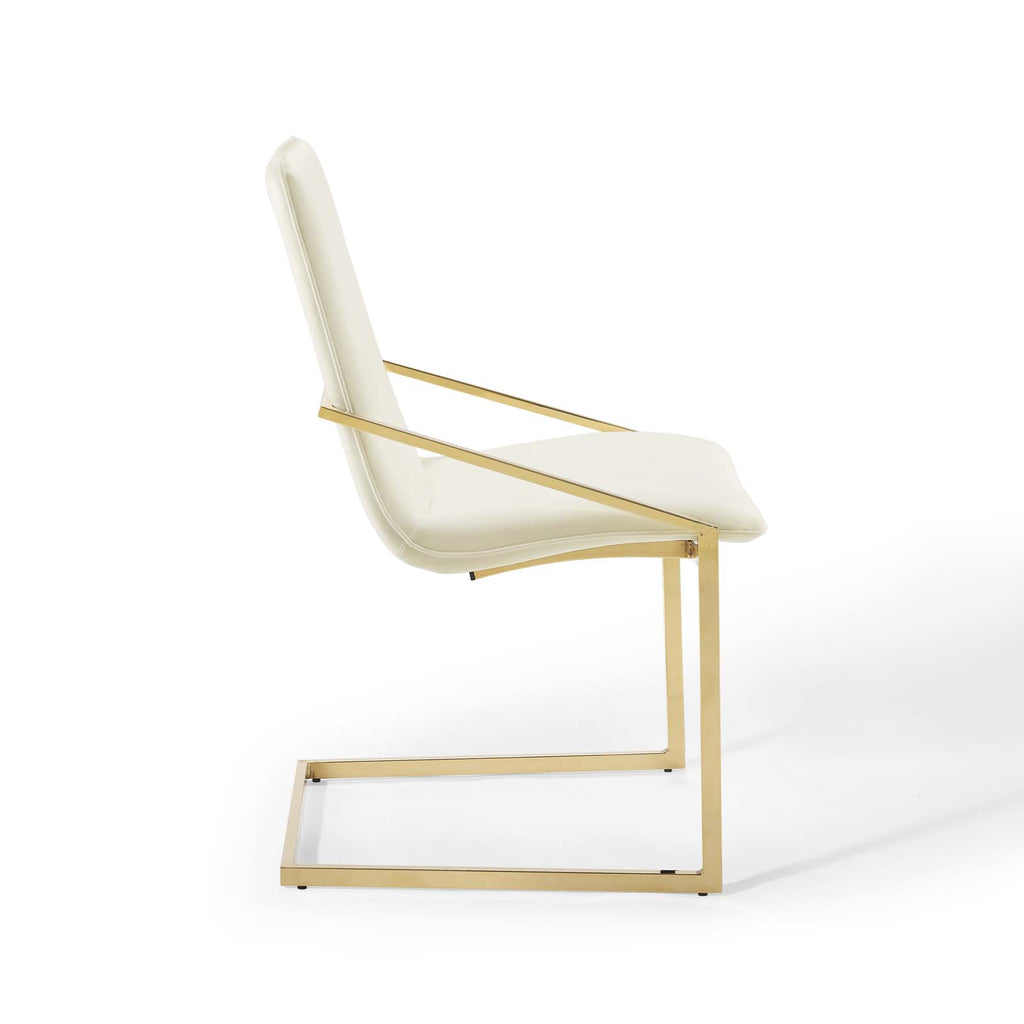 Pitch Performance Velvet Dining Armchair in Gold Ivory