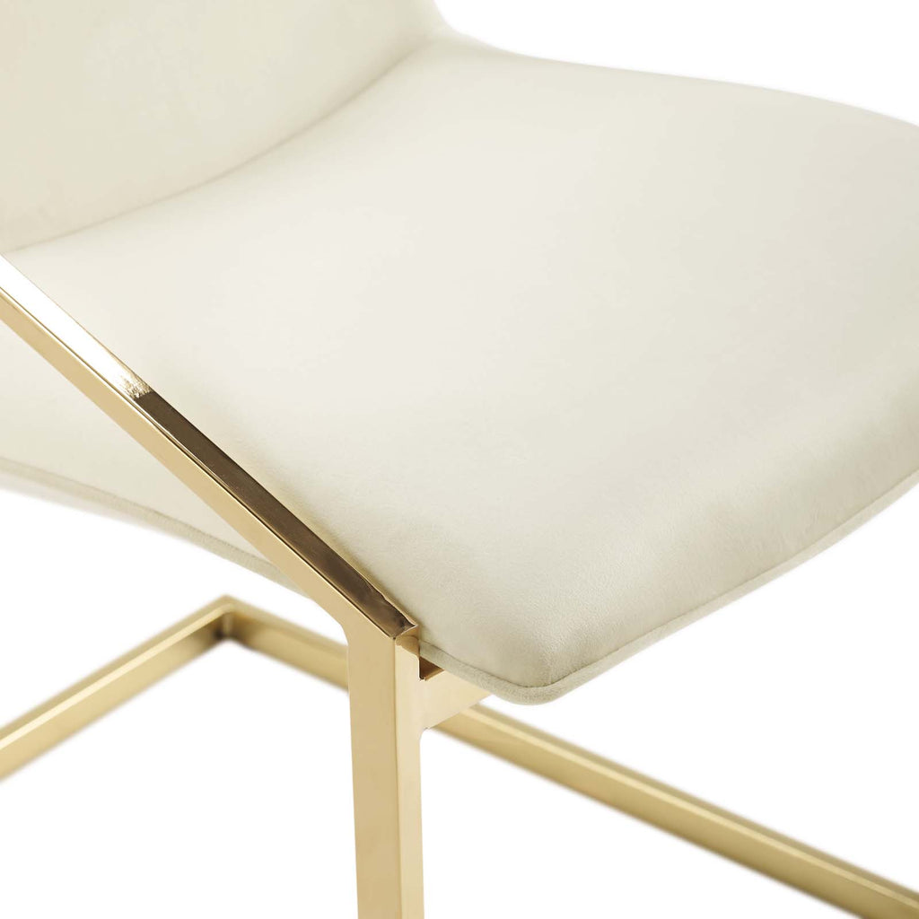 Pitch Performance Velvet Dining Armchair in Gold Ivory