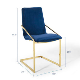 Pitch Performance Velvet Dining Armchair in Gold Navy