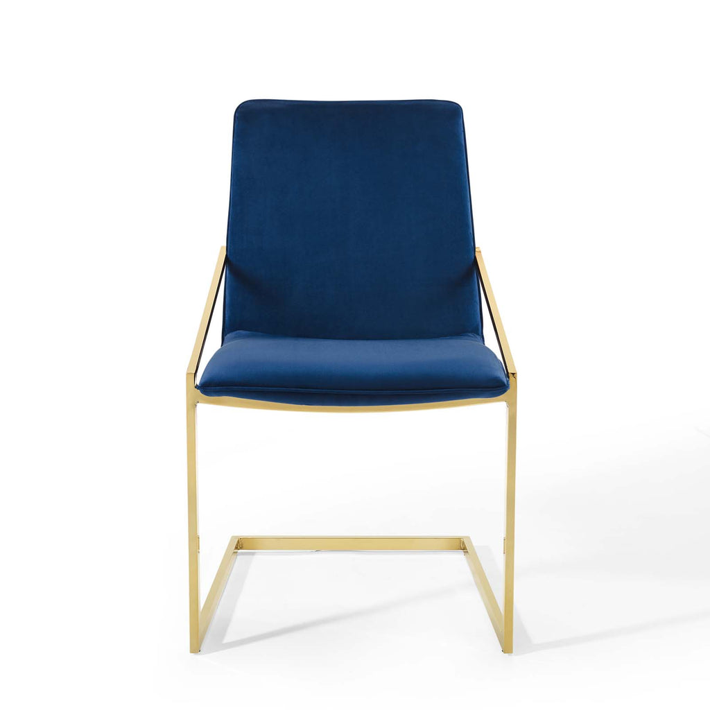 Pitch Performance Velvet Dining Armchair in Gold Navy