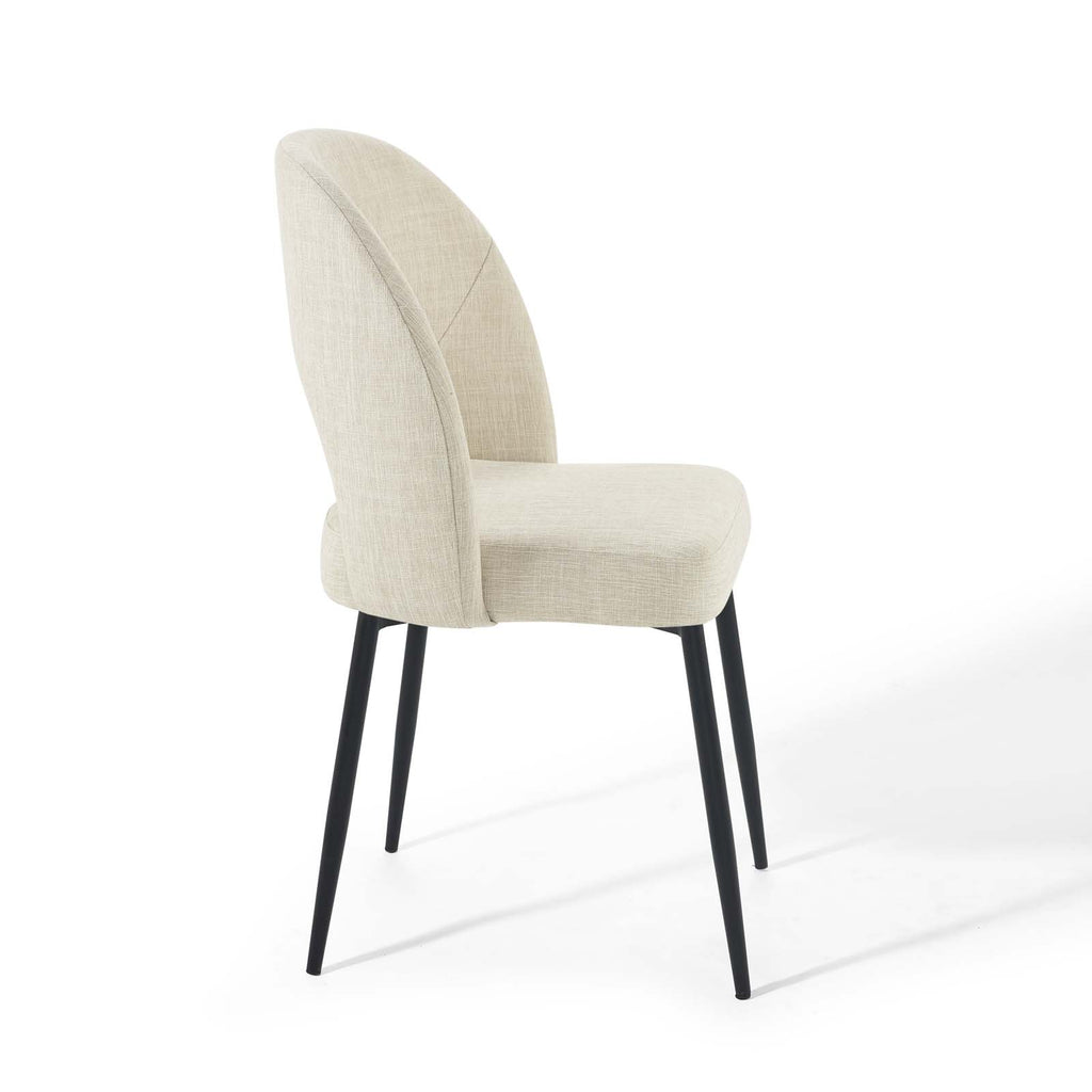 Rouse Upholstered Fabric Dining Side Chair in Black Beige