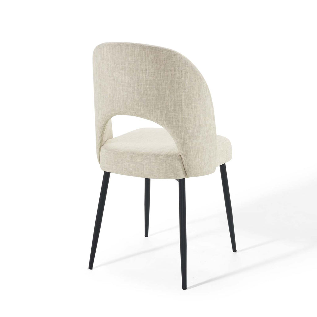 Rouse Upholstered Fabric Dining Side Chair in Black Beige