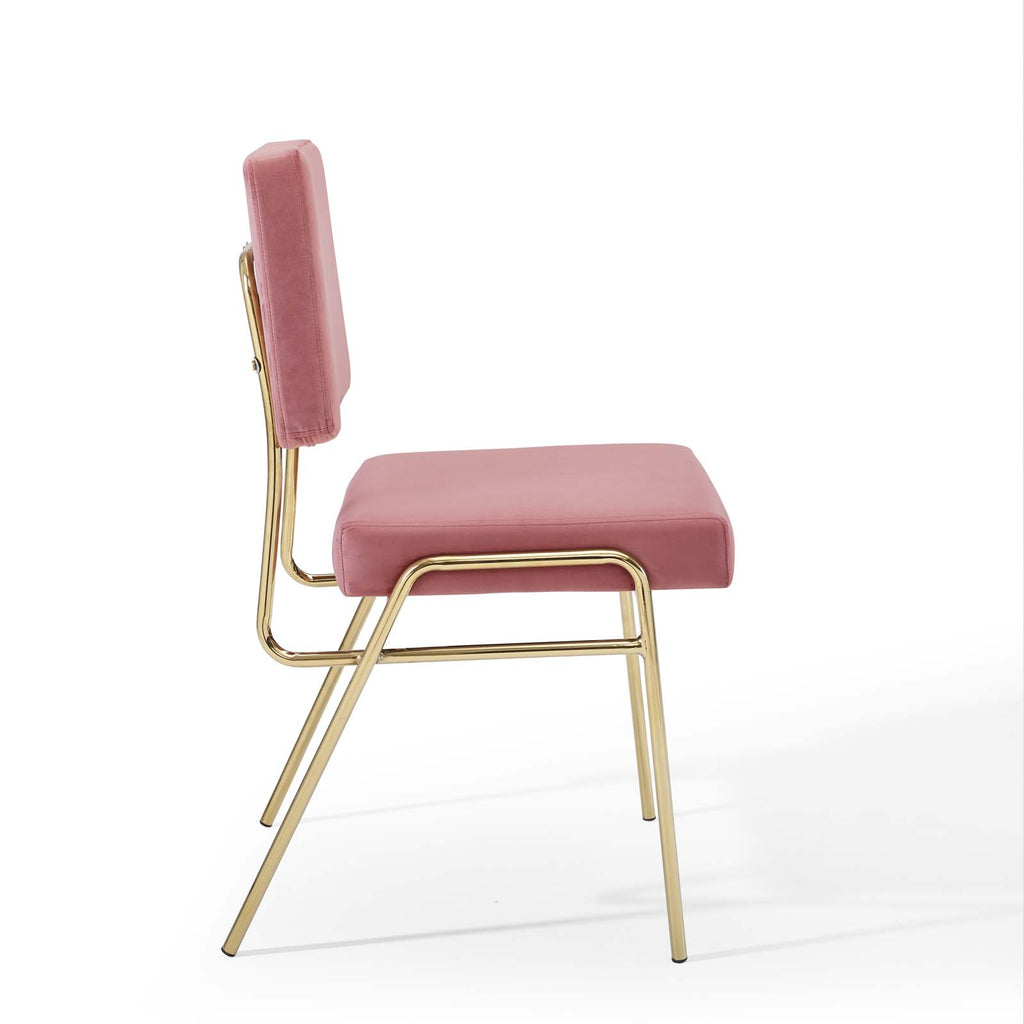 Craft Performance Velvet Dining Side Chair in Gold Dusty Rose