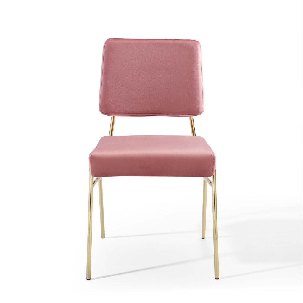 Craft Performance Velvet Dining Side Chair in Gold Dusty Rose