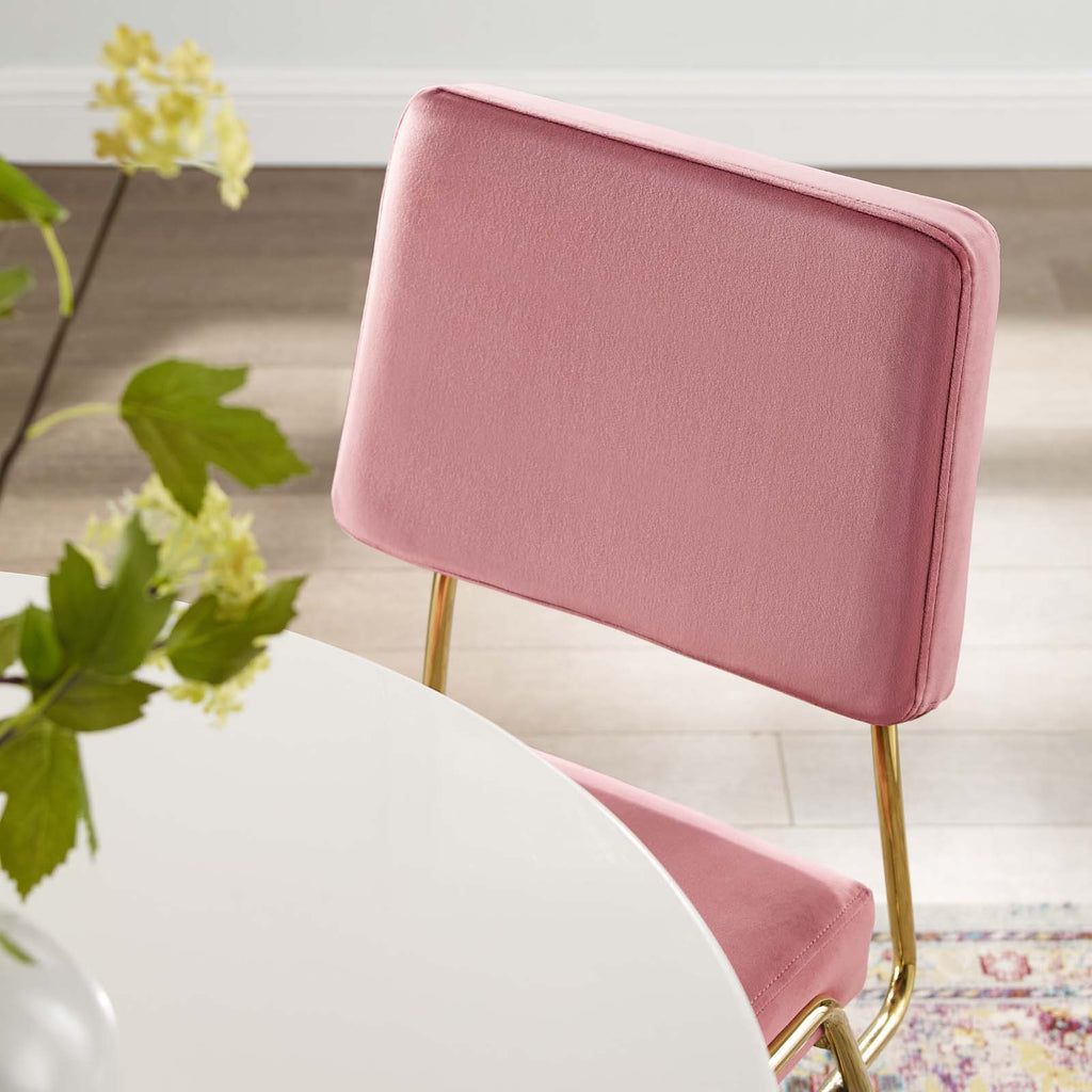 Craft Performance Velvet Dining Side Chair in Gold Dusty Rose