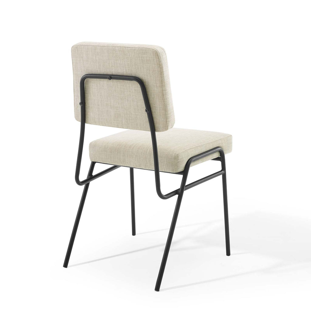 Craft Upholstered Fabric Dining Side Chair in Black Beige