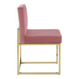 Carriage Channel Tufted Sled Base Performance Velvet Dining Chair in Gold Dusty Rose