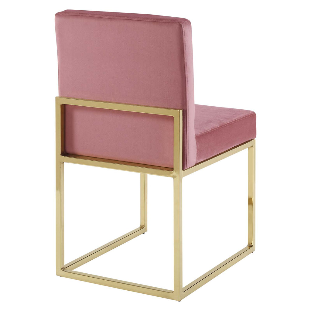 Carriage Channel Tufted Sled Base Performance Velvet Dining Chair in Gold Dusty Rose