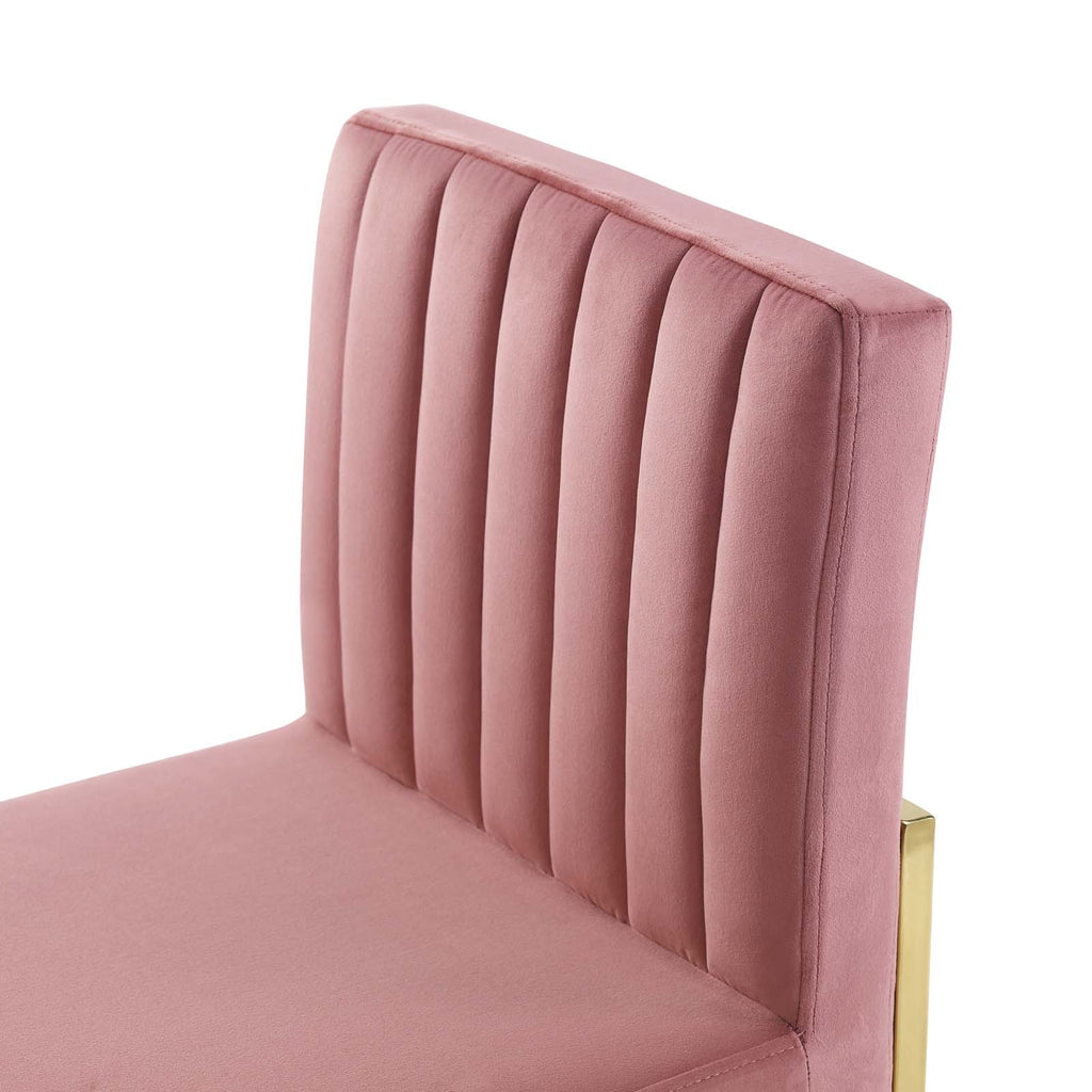 Carriage Channel Tufted Sled Base Performance Velvet Dining Chair in Gold Dusty Rose