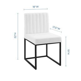 Carriage Channel Tufted Sled Base Upholstered Fabric Dining Chair in Black White