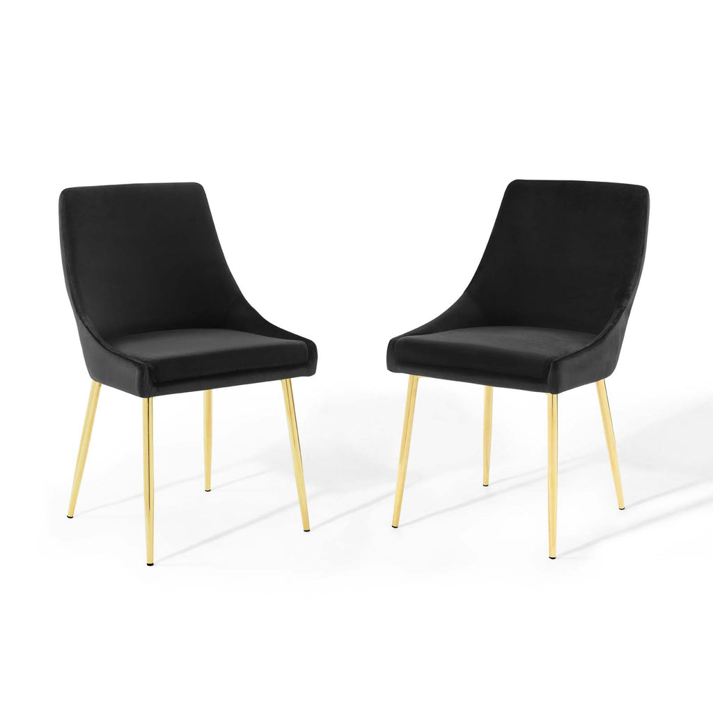 Viscount Performance Velvet Dining Chairs - Set of 2 in Gold Black