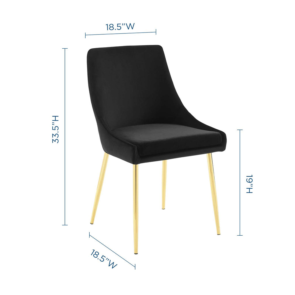 Viscount Performance Velvet Dining Chairs - Set of 2 in Gold Black