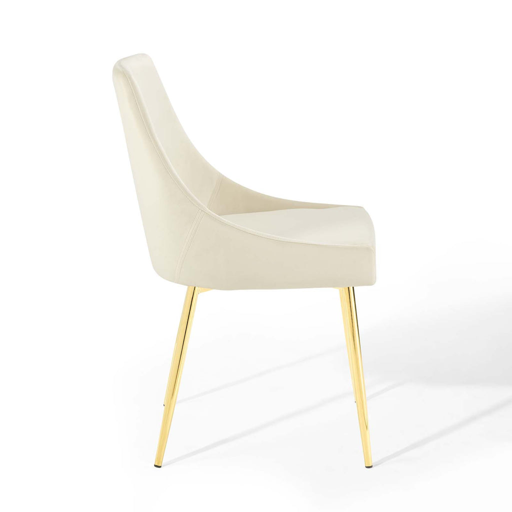 Viscount Performance Velvet Dining Chairs - Set of 2 in Gold Ivory