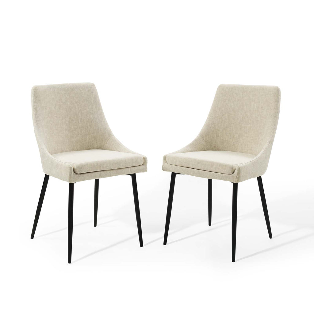 Viscount Upholstered Fabric Dining Chairs - Set of 2 in Black Beige