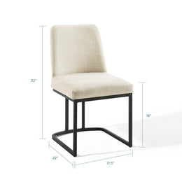 Amplify Sled Base Upholstered Fabric Dining Side Chair in Black Beige