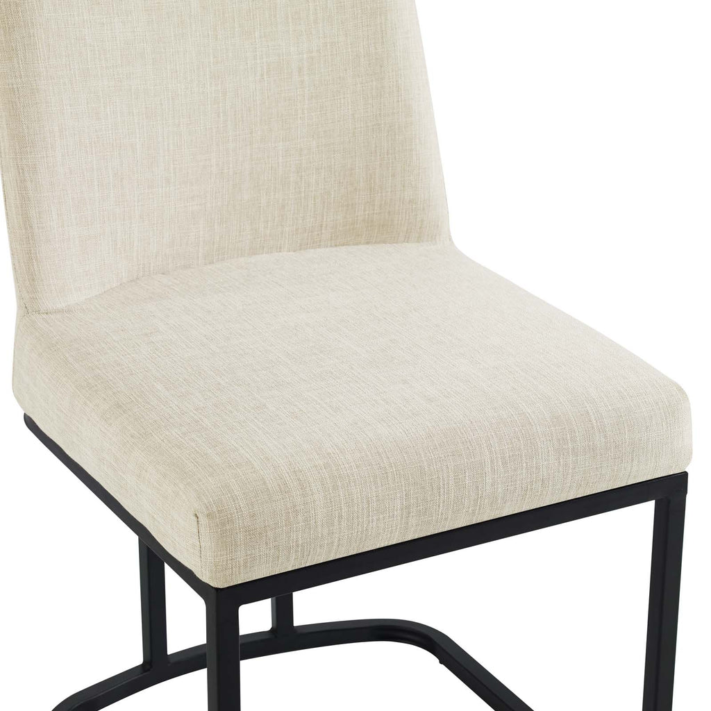 Amplify Sled Base Upholstered Fabric Dining Side Chair in Black Beige
