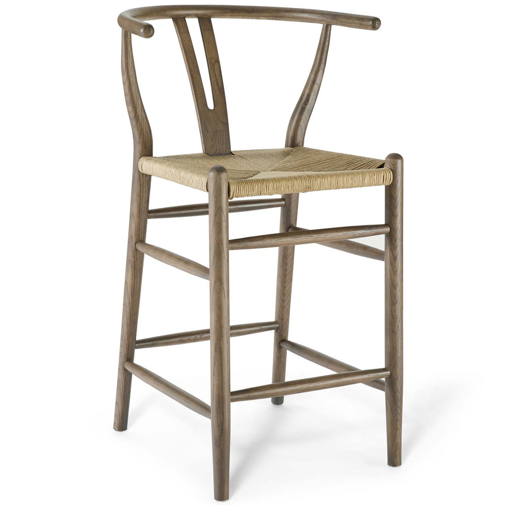 Amish Wood Counter Stool in Gray