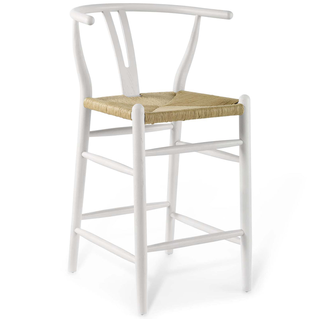 Amish Wood Counter Stool in White