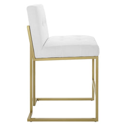 Privy Gold Stainless Steel Upholstered Fabric Counter Stool in Gold White