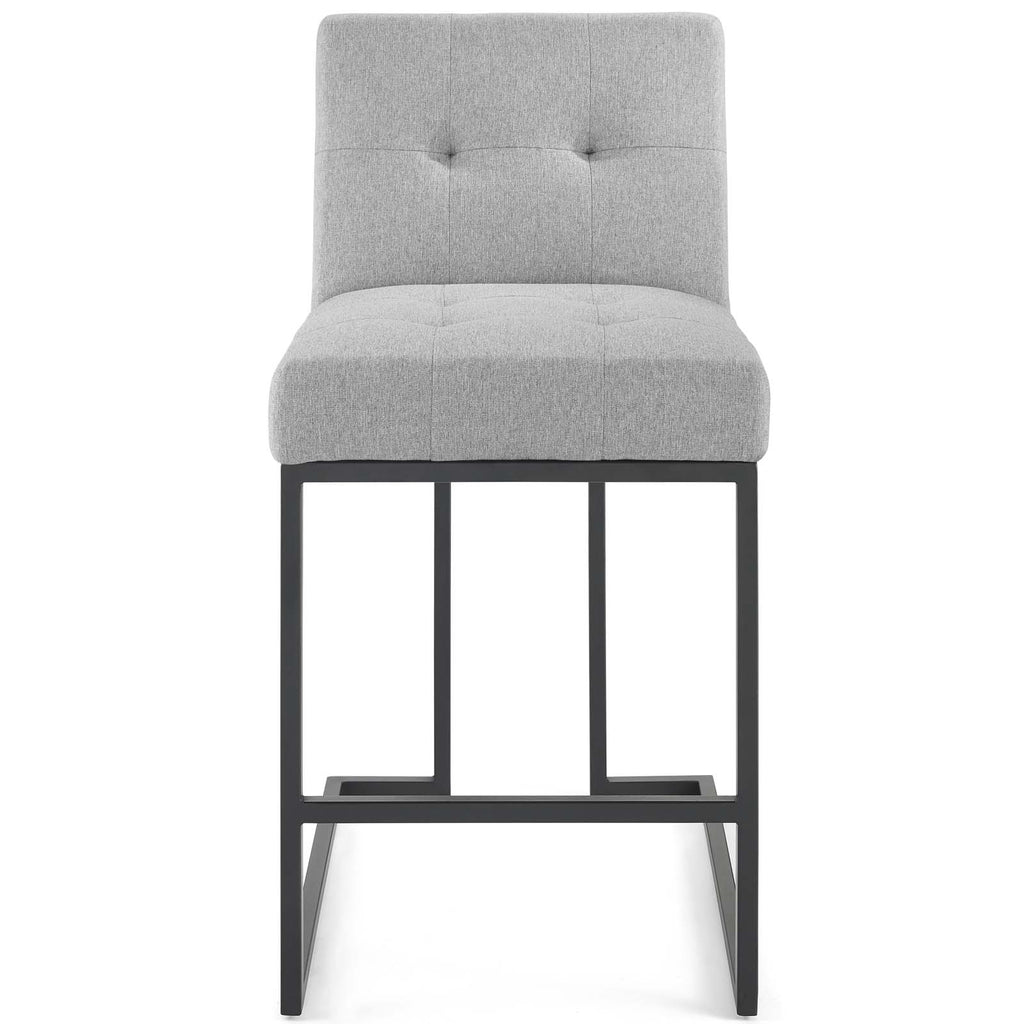 Privy Black Stainless Steel Upholstered Fabric Counter Stool in Black Light Gray