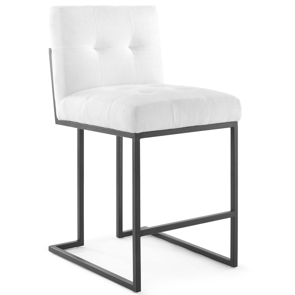 Privy Black Stainless Steel Upholstered Fabric Counter Stool in Black White