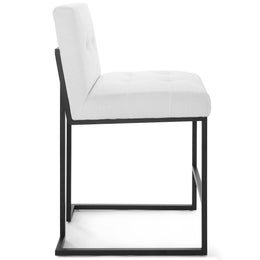 Privy Black Stainless Steel Upholstered Fabric Counter Stool in Black White