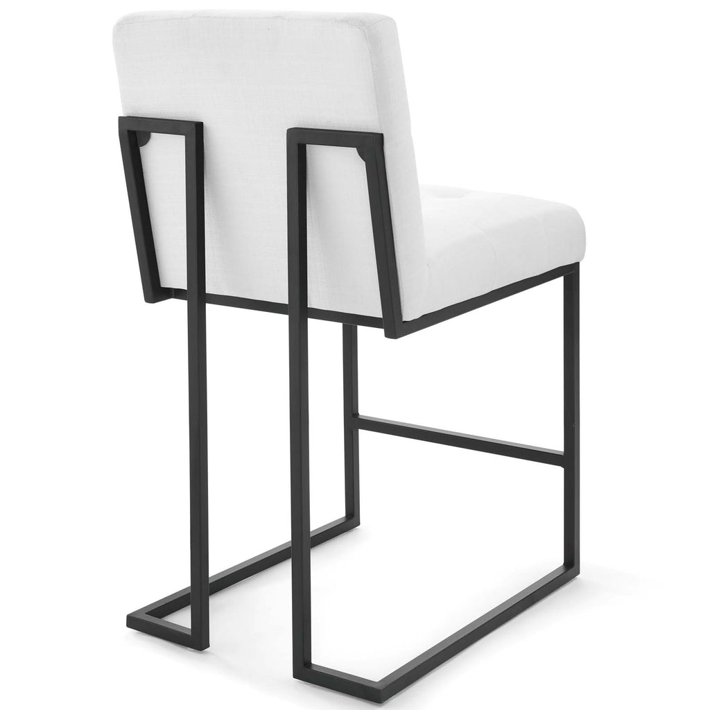 Privy Black Stainless Steel Upholstered Fabric Counter Stool in Black White