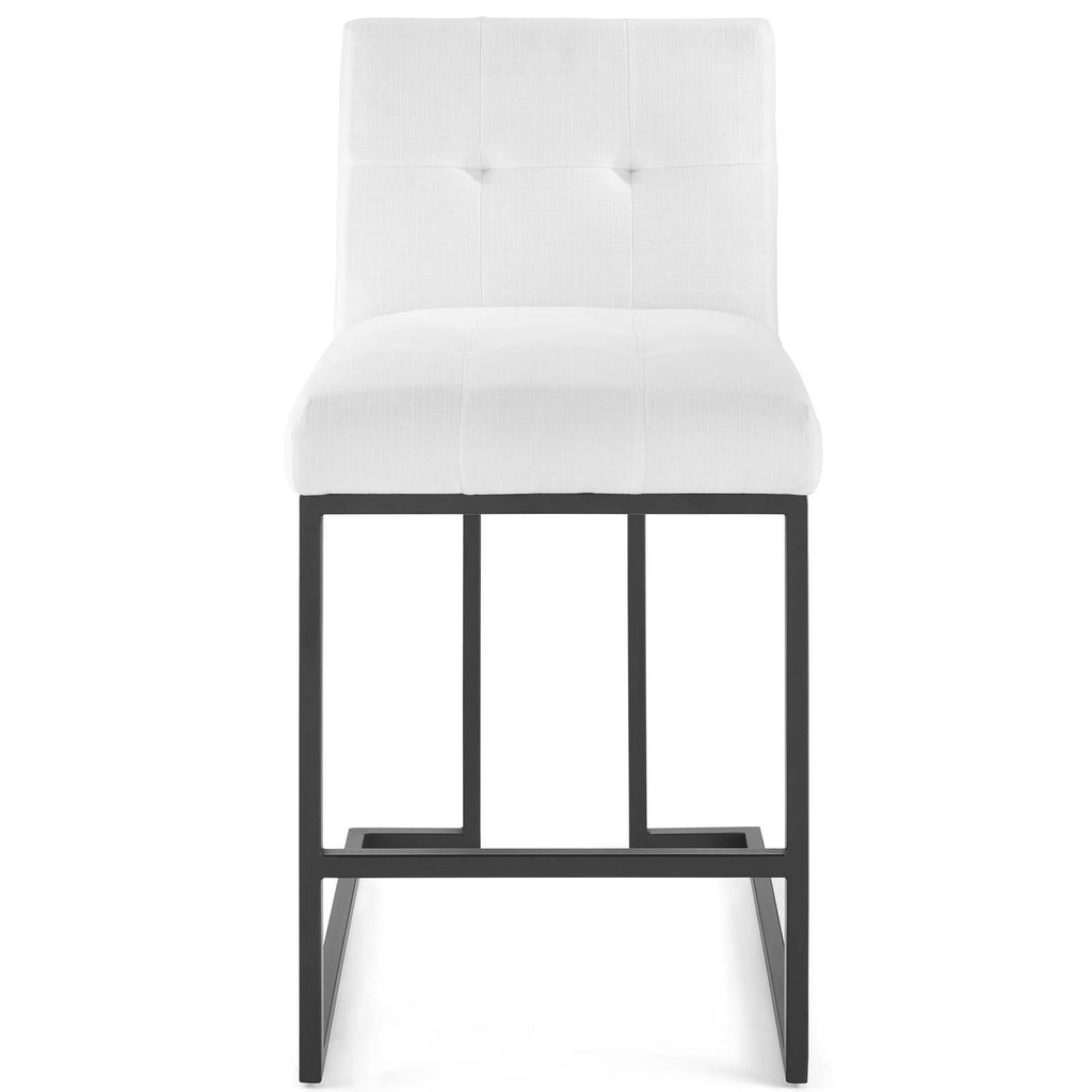 Privy Black Stainless Steel Upholstered Fabric Counter Stool in Black White