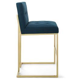 Privy Gold Stainless Steel Upholstered Fabric Bar Stool in Gold Azure