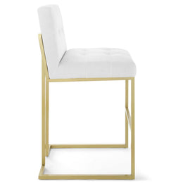 Privy Gold Stainless Steel Upholstered Fabric Bar Stool in Gold White