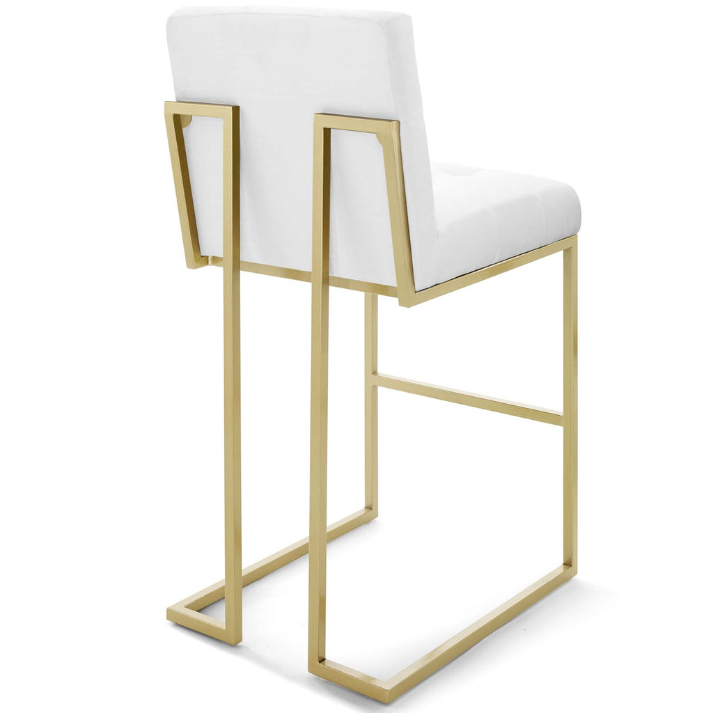 Privy Gold Stainless Steel Upholstered Fabric Bar Stool in Gold White