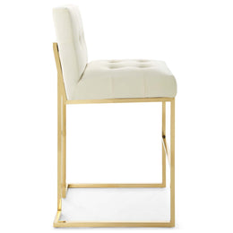 Privy Gold Stainless Steel Performance Velvet Bar Stool in Gold Ivory