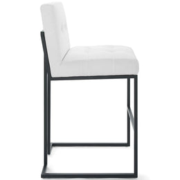 Privy Black Stainless Steel Upholstered Fabric Bar Stool in Black White