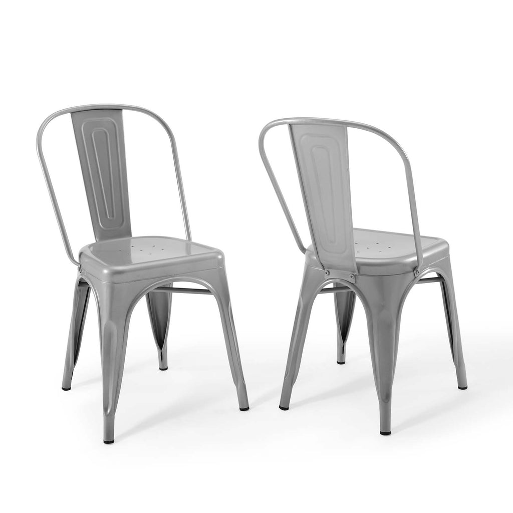 Promenade Bistro Dining Side Chair Set of 2 in Silver