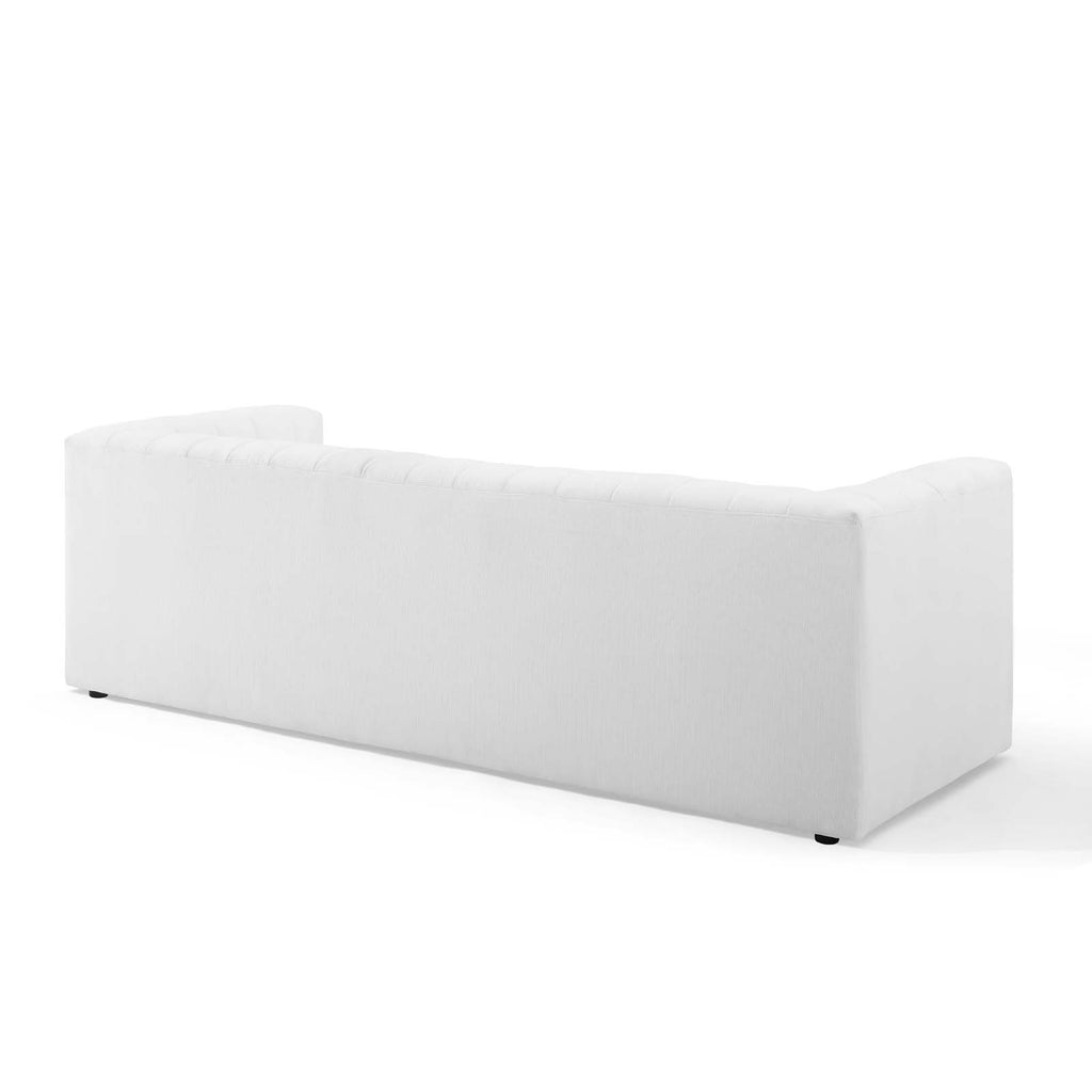 Reflection Channel Tufted Upholstered Fabric Sofa in White