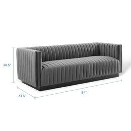 Conjure Channel Tufted Velvet Sofa in Gray