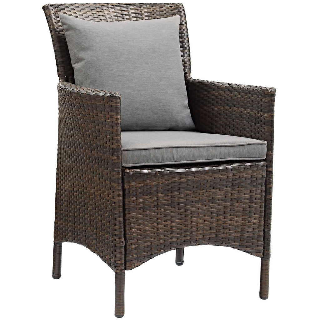 Conduit 5 Piece Outdoor Patio Wicker Rattan Set in Brown Gray-2