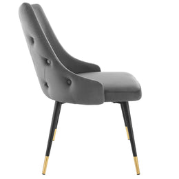 Adorn Tufted Performance Velvet Dining Side Chair in Gray