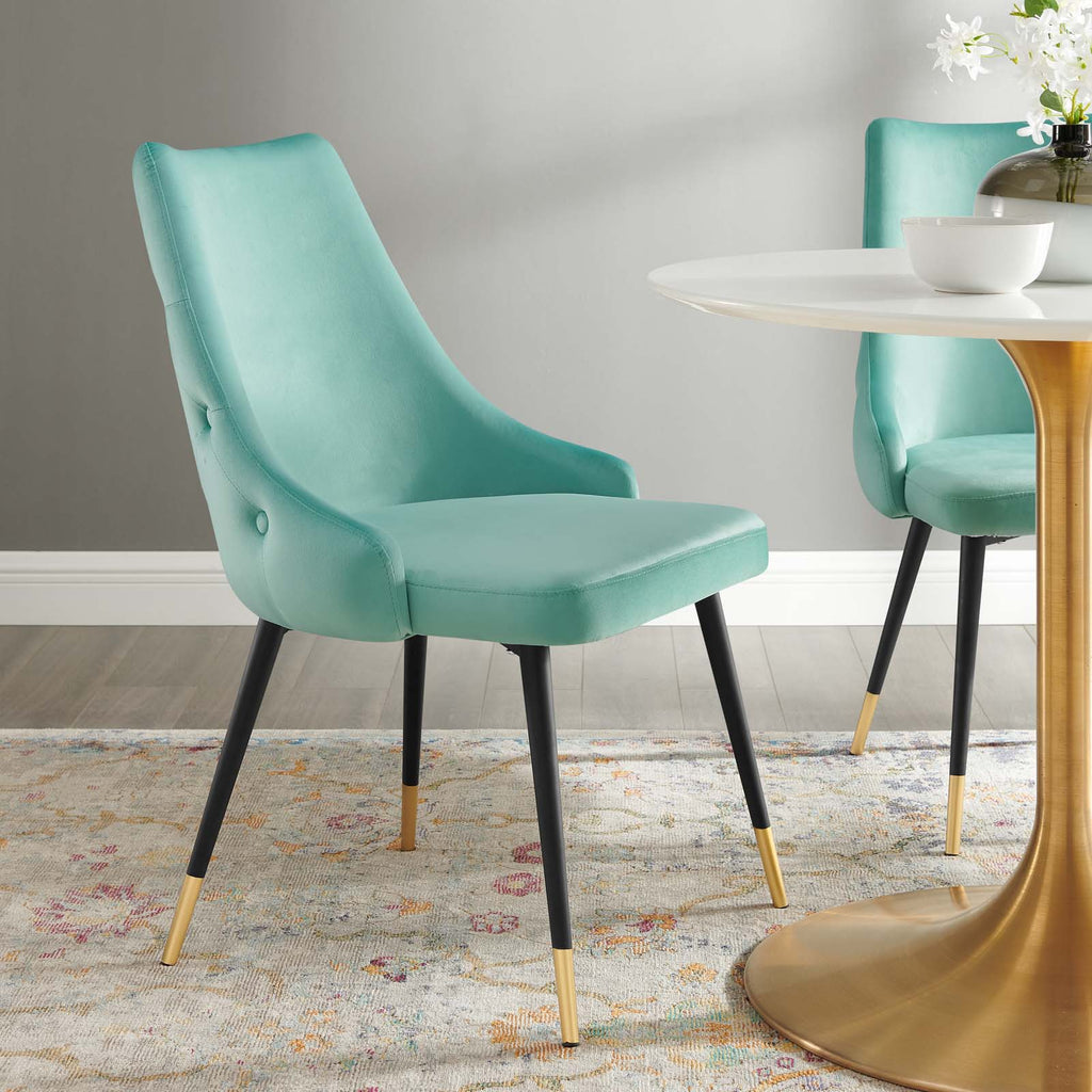 Adorn Tufted Performance Velvet Dining Side Chair in Mint