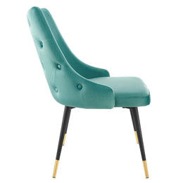 Adorn Tufted Performance Velvet Dining Side Chair in Teal