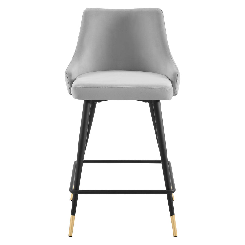 Adorn Performance Velvet Counter Stool in Light Gray