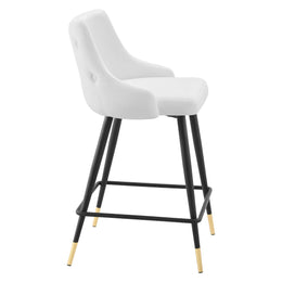 Adorn Performance Velvet Counter Stool in White