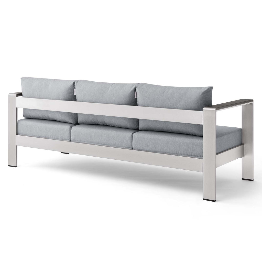 Shore Outdoor Patio Aluminum Sofa in Silver Gray