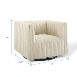 Conjure Tufted Swivel Upholstered Armchair in Beige