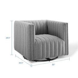 Conjure Tufted Swivel Upholstered Armchair in Light Gray