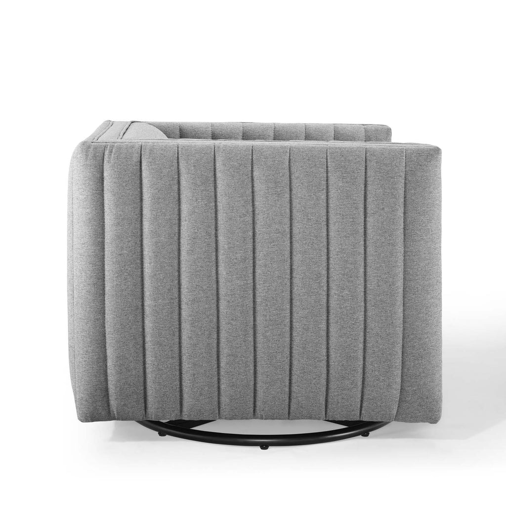 Conjure Tufted Swivel Upholstered Armchair in Light Gray