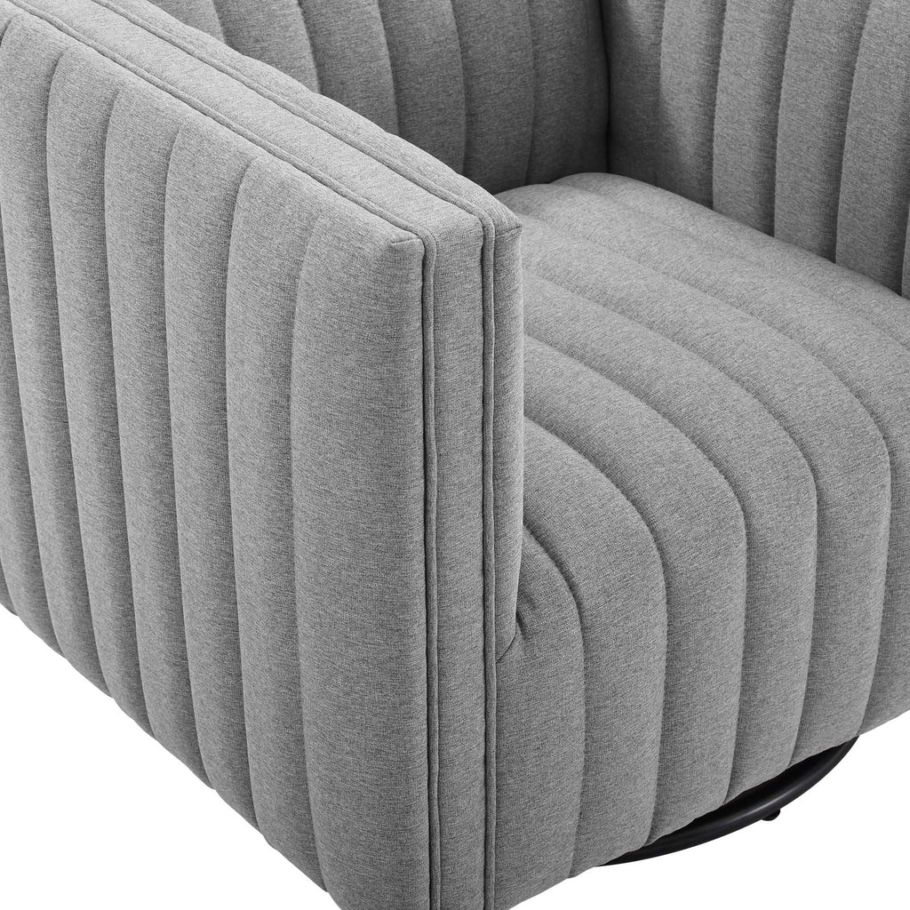 Conjure Tufted Swivel Upholstered Armchair in Light Gray