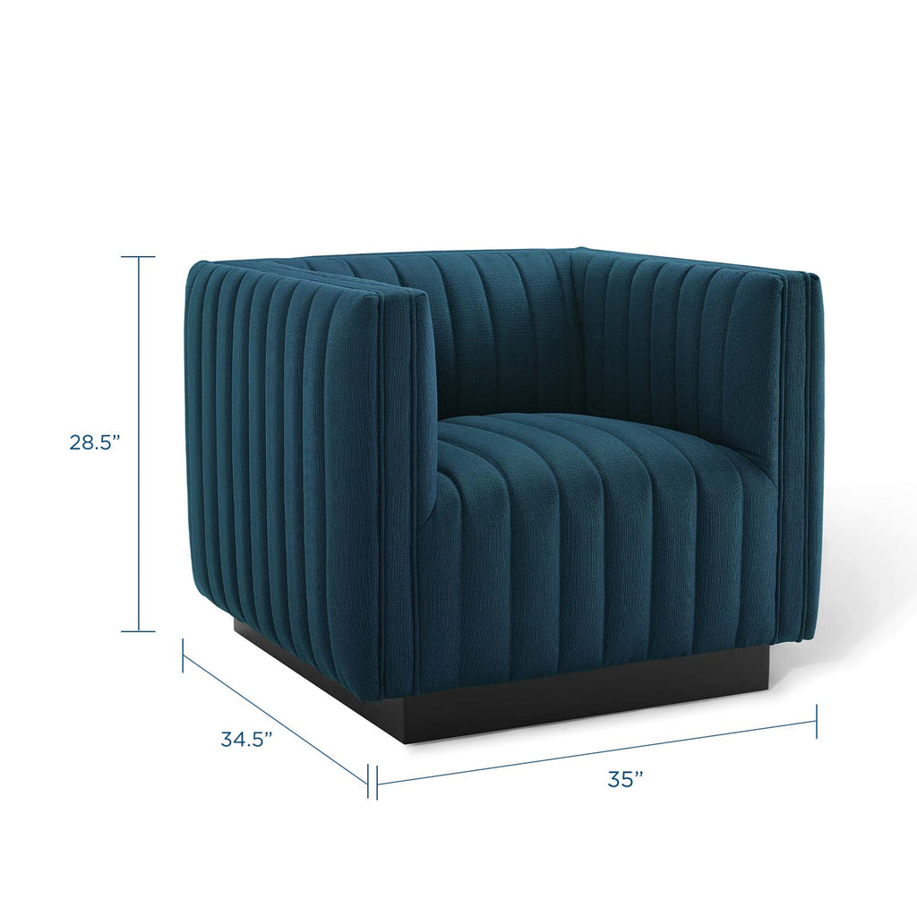 Conjure Tufted Upholstered Fabric Armchair in Azure