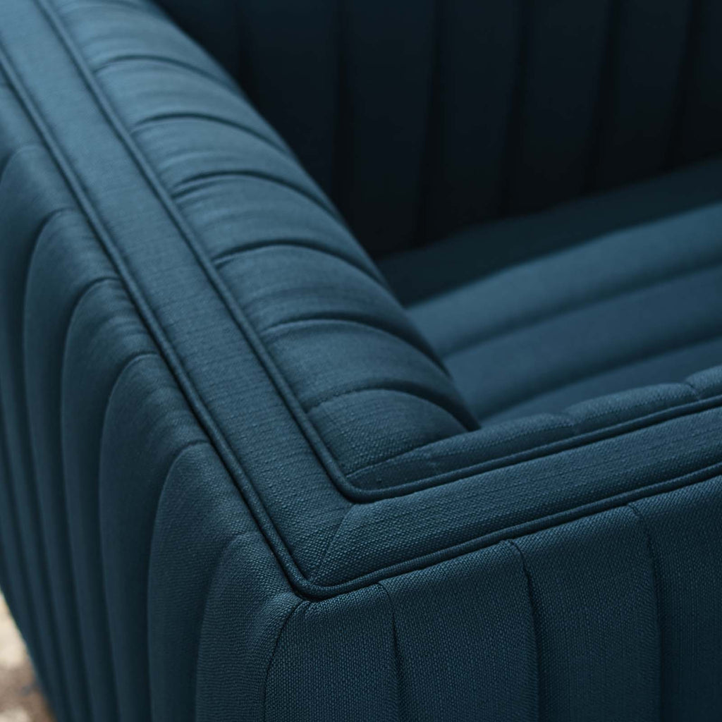 Conjure Tufted Upholstered Fabric Armchair in Azure